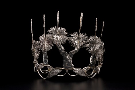 'Tiara', aluminium, tin, by Fiona Hall, Sydney, Australia, early 1990s shot in the Powerhouse Museum Photography Studio on 10th February 2014 by Geoff Friend for the 'Jewellery in Australia' exhibition.