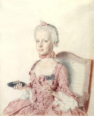 The Archduchess Marie-Antoinette of Austria (1755Ð1793) (LÕarchiduchesse Marie-Antoinette dÕAutriche), 1762 Black chalk, graphite pencil, watercolor, and pastel on very thin white laid paper 31.1 x 24.9 cm. Muses dÕart et dÕhistoire, Geneva
